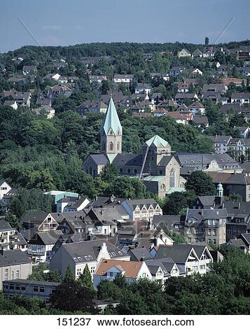 High angle view of town, Essen, North Rhine-Westphalia, Germany View Large Photo Image Stock Photo - High angle view of town, Essen, North Rhine-Westphalia, Germany . Fotosearch