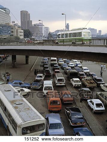 High angle view of traffic jam on road, Cairo, Egypt View Large Photo Image Stock Image - High angle view of traffic jam on road, Cairo, Egypt . Fotosearch