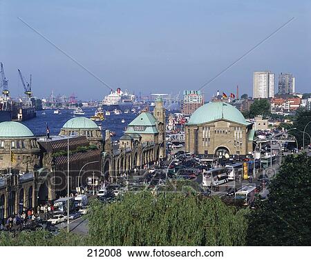 High angle view of traffic on road in city, Hamburg, Germany View Large Photo Image Stock Photo - High angle view of traffic on road in city, Hamburg, Germany . Fotosearch