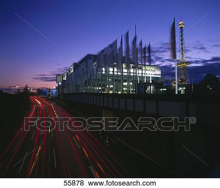 Stock Photo - Highway traffic in motion at night, Berlin, Germany, Europe . Fotosearch