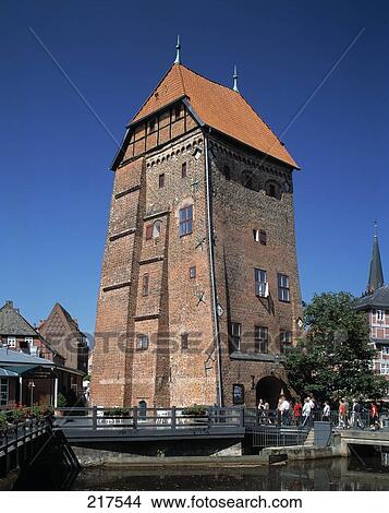Historic water tower of the Abt Mill, Luneburg, Lower Saxony, Germany View Large Photo Image Picture - Historic water tower of the Abt Mill, Luneburg, Lower Saxony, Germany . Fotosearch