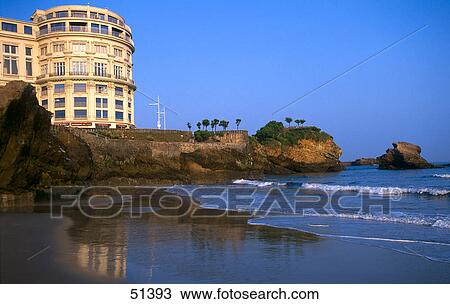 Hotel at waterfront, Bellevue Hotel, Rocher du Basta, Biarritz, France View Large Photo Image Stock Image - Hotel at waterfront, Bellevue Hotel, Rocher du Basta, Biarritz, France . Fotosearch