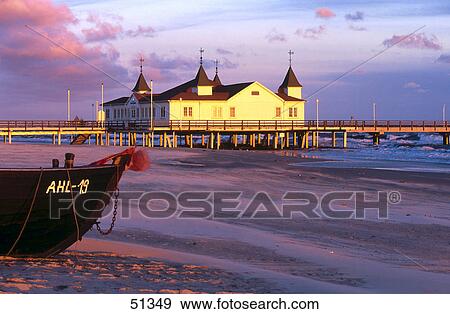 House on beach, Ahlbeck Pier, Usedom Island, Germany View Large Photo Image Stock Photo - House on beach, Ahlbeck Pier, Usedom Island, Germany . Fotosearch