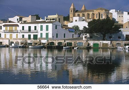 Picture - Houses on a waterfront . Fotosearch