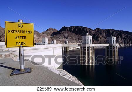 Stock Photo - Information board at dam, Hoover Dam, Colorado River, Nevada / Arizona, USA . Fotosearch