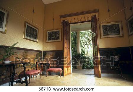 Stock Image - Interior of museum, Alfabia Garden, Majorca, Balearic Islands, Spain . Fotosearch