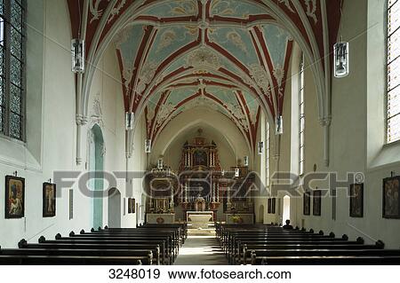 Stock Photo - Interior view of a church, Rieste, Germany . Fotosearch