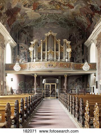 Stock Image - Interiors of church, Mother of God Church, Aschaffenburg, Franconia, Bavaria, Germany . Fotosearch