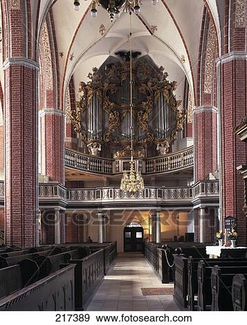 Stock Photo - Interiors of empty cathedral, Brandenburg, Germany . Fotosearch