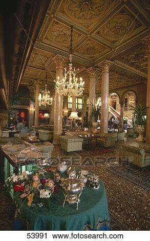 Stock Image - Interiors of hotel, Hotel Danieli, Venice, Veneto, Italy . Fotosearch
