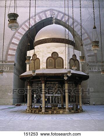 Stock Image - Interiors of mosque, Sultan Hassan Mosque, Cairo, Egypt . Fotosearch