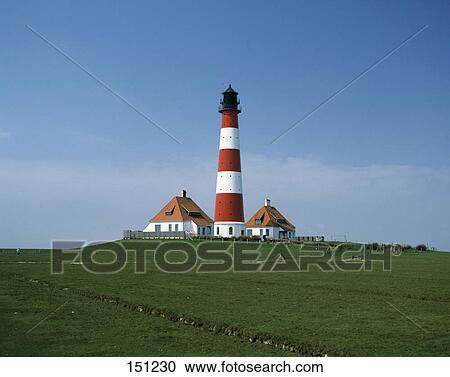 Lighthouse on landscape, Westerheversand Lighthouse, Westerhever, Schleswig-Holstein, Germany View Large Photo Image Stock Image - Lighthouse on landscape, Westerheversand Lighthouse, Westerhever, Schleswig-Holstein, Germany . Fotosearch