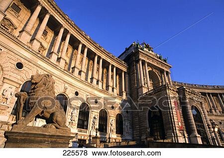 Stock Photo - Lion sculpture in front of palace, Neue Hofburg, Hofburg Imperial Palace, Vienna, Austria . Fotosearch