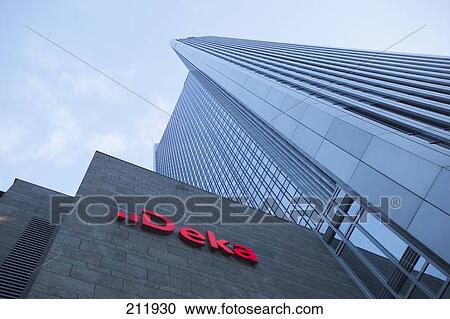 Stock Image - Low angle view of bank building, Deka Bank, Frankfurt, Hesse, Germany . Fotosearch