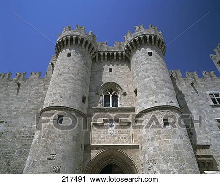 Low angle view of castle, Grand Master's Palace, Rhodes, Dodecanese Islands, Greece View Large Photo Image Stock Image - Low angle view of castle, Grand Master's Palace, Rhodes, Dodecanese Islands, Greece . Fotosearch