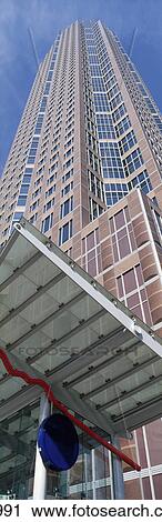 Stock Image - Low angle view of fair tower, Frankfurt, Germany . Fotosearch