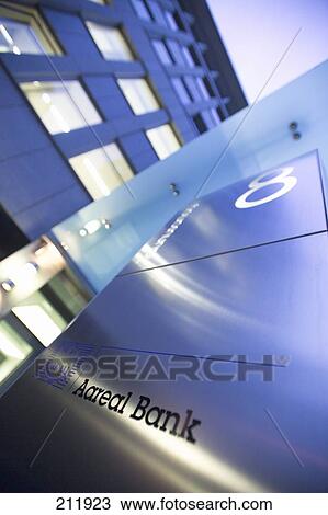Stock Image - Low angle view of financial building, Aareal Bank, Frankfurt, Hesse, Germany . Fotosearch