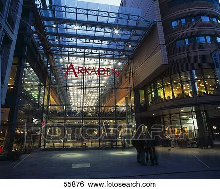 Stock Photograph - Low angle view of glass ceiling of shopping mall, Berlin, Germany, Europe . Fotosearch