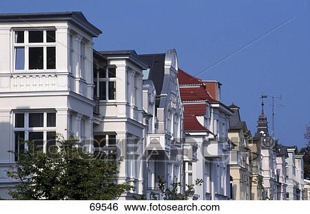 Low angle view of houses, Bansin, Heringsdorf, Mecklenburg-Western Pomerania, Germany View Large Photo Image Stock Photograph - Low angle view of houses, Bansin, Heringsdorf, Mecklenburg-Western Pomerania, Germany . Fotosearch