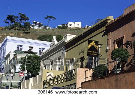 Low angle view of houses, De Waterkant, Cape Town, South Africa View Large Photo Image Stock Photograph - Low angle view of houses, De Waterkant, Cape Town, South Africa . Fotosearch