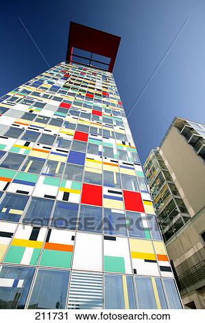 Low angle view of mediaport tower, Media Harbour, Dusseldorf, North Rhine-Westphalia, Germany View Large Photo Image Stock Image - Low angle view of mediaport tower, Media Harbour, Dusseldorf, North Rhine-Westphalia, Germany . Fotosearch