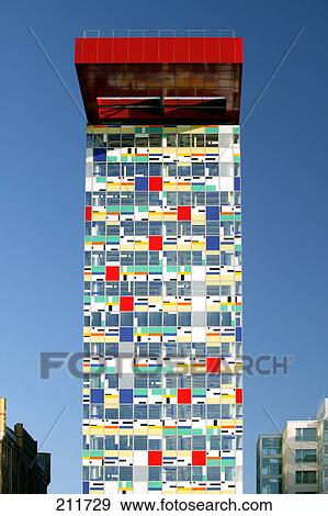 Stock Photo - Low angle view of mediaport tower, Media Harbour, Dusseldorf, North Rhine-Westphalia, Germany . Fotosearch