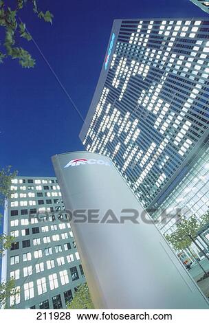 Stock Photo - Low angle view of office building, Arcor, Frankfurt, Hesse, Germany . Fotosearch