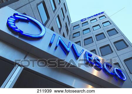 Stock Photo - Low angle view of office building, Invesco Ltd, Frankfurt, Hesse, Germany . Fotosearch
