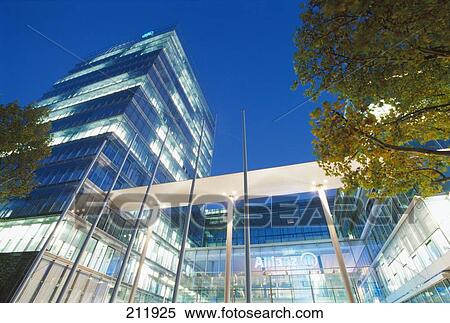 Low angle view of office building, Allianz Building, Frankfurt, Hesse, Germany View Large Photo Image Stock Photography - Low angle view of office building, Allianz Building, Frankfurt, Hesse, Germany . Fotosearch