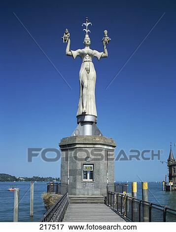 Low angle view of statue on port, Seerhein, Lake Constance, Baden-Wurttemberg, Germany View Large Photo Image Stock Photo - Low angle view of statue on port, Seerhein, Lake Constance, Baden-Wurttemberg, Germany . Fotosearch