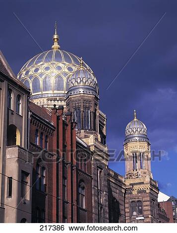 Low angle view of synagogue in city, Berlin, Germany View Large Photo Image Stock Photograph - Low angle view of synagogue in city, Berlin, Germany . Fotosearch