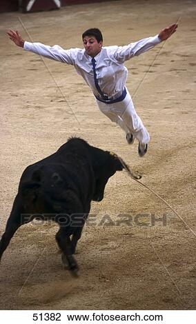 Stock Image - Matador bullfighting in arena, Souprosse, France . Fotosearch