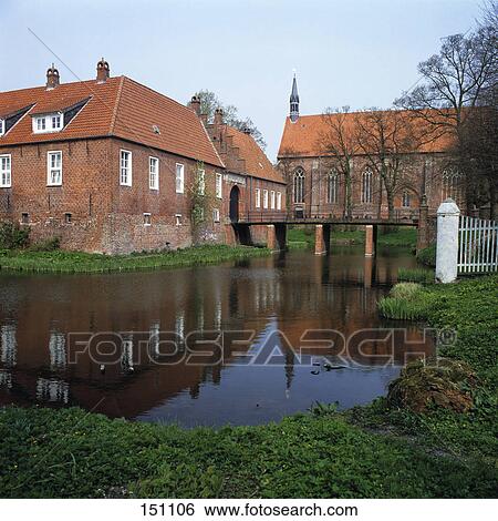 Moat around castle, Lower Saxony, Germany View Large Photo Image Stock Photograph - Moat around castle, Lower Saxony, Germany . Fotosearch