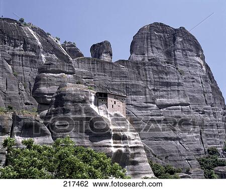 Monastery on hill, Agios Nikolaos Anapafsas Monastery, Meteora, Thessaly, Greece View Large Photo Image Stock Image - Monastery on hill, Agios Nikolaos Anapafsas Monastery, Meteora, Thessaly, Greece . Fotosearch