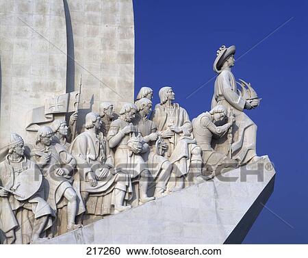 Monument against clear blue sky, Monument to the Discoveries, Belem, Lisbon, Portugal View Large Photo Image Stock Image - Monument against clear blue sky, Monument to the Discoveries, Belem, Lisbon, Portugal . Fotosearch