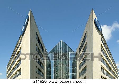 Stock Image - Office buildings against blue sky, Schwalbach Taunus, Germany . Fotosearch