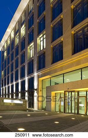 Office buildings illuminated at dusk, Frankfurt, Hesse, Germany View Large Photo Image Stock Image - Office buildings illuminated at dusk, Frankfurt, Hesse, Germany . Fotosearch