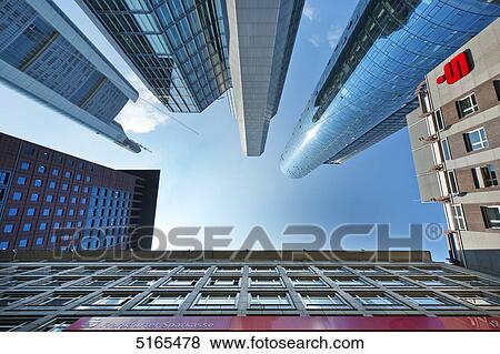 Stock Photo - Office skyscrapers in Frankfurt Main, Germany . Fotosearch
