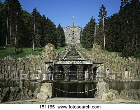 Stock Photography - Old monument against blue sky, Herkules Monument, Kassel, Hessia, Germany . Fotosearch