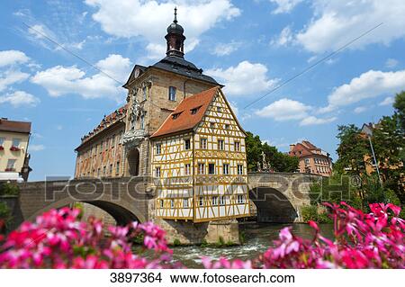 Old town hall on an island above the Regnitz, Bamberg, Germany View Large Photo Image Picture - Old town hall on an island above the Regnitz, Bamberg, Germany . Fotosearch