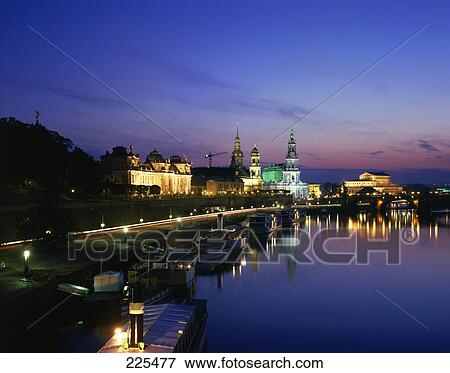 Opera house and church at riverbank at night, Elbe River, Bruhl's Terrace, Dresden, Saxony, Germany View Large Photo Image Stock Photo - Opera house and church at riverbank at night, Elbe River, Bruhl's Terrace, Dresden, Saxony, Germany . Fotosearch