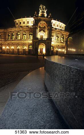 Opera house lit up at night, Semper Opera House, Dresden, Saxony, Germany View Large Photo Image Stock Image - Opera house lit up at night, Semper Opera House, Dresden, Saxony, Germany . Fotosearch