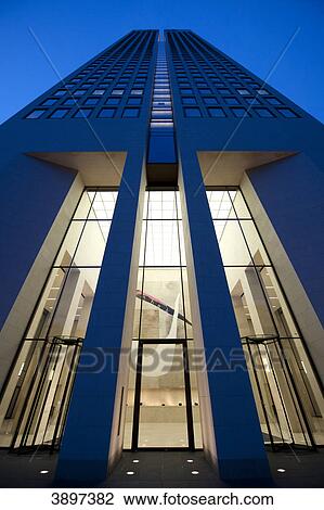 Stock Image - Opernturm at night, Frankfurt am Main, Germany, worm's eye view . Fotosearch