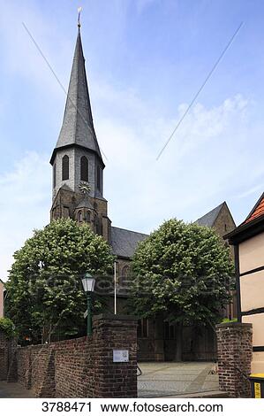 Stock Image - Parish Church Sankt Martinus, Zons, Dormagen, North Rhine-Westphalia, Germany, Europe . Fotosearch