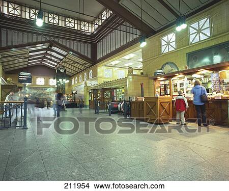 Picture - People at railway station, Berlin, Germany . Fotosearch
