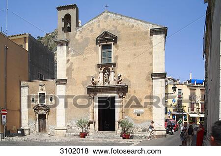 Piazza Vittorio Emanuele and church Santa Caterina, Taormina, Sicily, Italy View Large Photo Image Stock Photo - Piazza Vittorio Emanuele and church Santa Caterina, Taormina, Sicily, Italy . Fotosearch