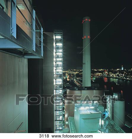 Power station at waterfront, Frankfurt, Hesse, Germany View Large Photo Image Stock Photo - Power station at waterfront, Frankfurt, Hesse, Germany . Fotosearch