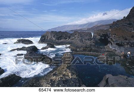 Picture - Rock formation at the coast, Tigaday, El Hierro, Canary Islands, Spain . Fotosearch