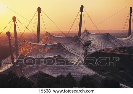 Roof of stadium at sunset, Olympic Stadium, Olympic Park, Munich, Bavaria, Germany View Large Photo Image Stock Photo - Roof of stadium at sunset, Olympic Stadium, Olympic Park, Munich, Bavaria, Germany . Fotosearch