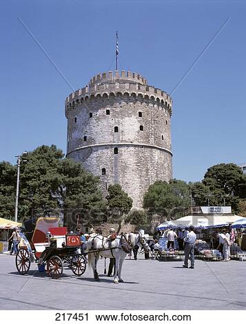 Stock Image - Ruined castle in city, Thessaloniki, Central Macedonia, Greece . Fotosearch